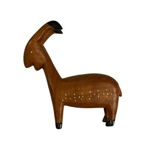 Hand-Carved Wooden Deer/Impala Figurine – Minimalist Folk Art